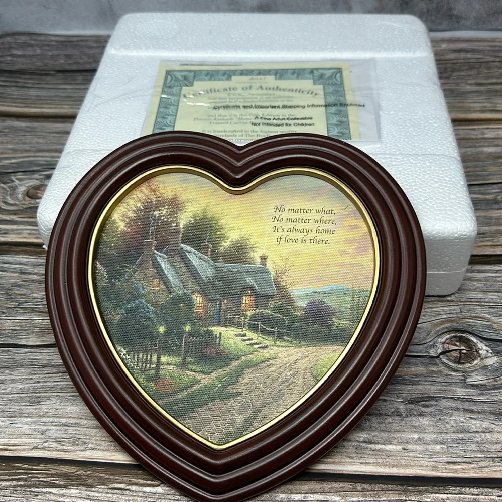 BRADFORD EXCHANGE THOMAS KINKADE HEART FRAMED CANVAS PRINT NIB never opened​